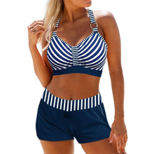 Load image into Gallery viewer, Multi-color Stripe Printed Strap Boxer High Waist Bikini