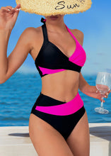 Load image into Gallery viewer, Halter Color Matching High Waist Bikini Split Swimsuit
