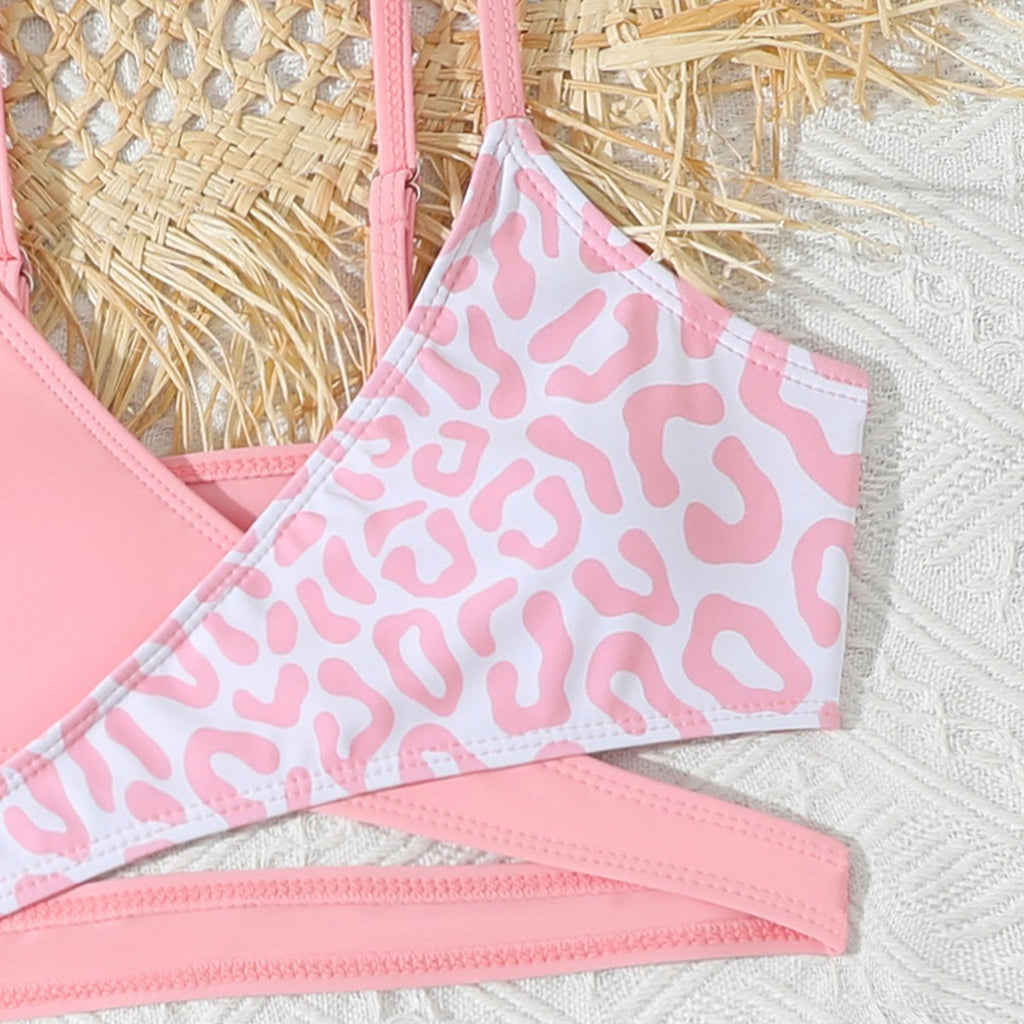 Pink leopard 3 piece bikini set
