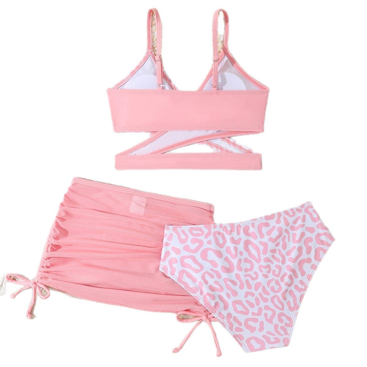 Pink leopard 3 piece bikini set
