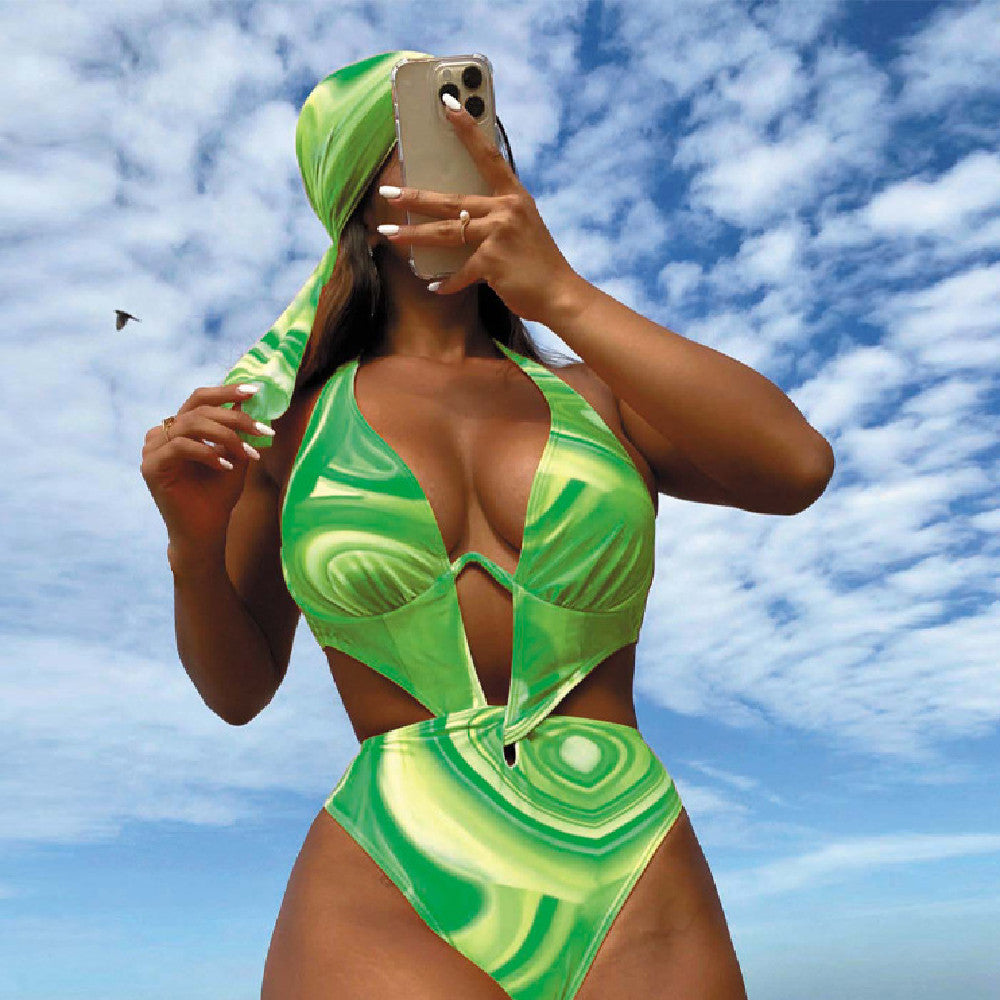 Marble backless Bikini set