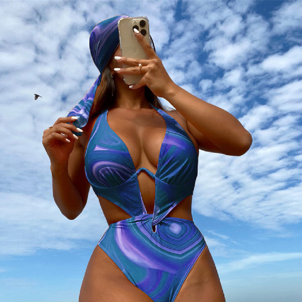 Marble backless Bikini set