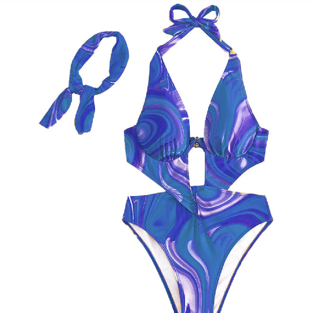 Marble backless Bikini set