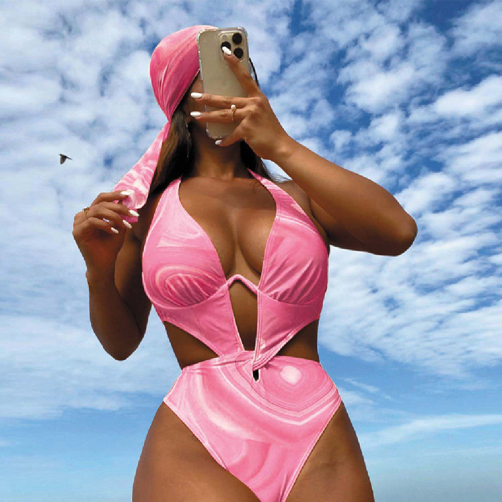 Marble backless Bikini set